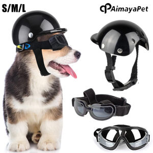AIMAYAPET Dog Helmet and Goggles UV Protection Doggy Sunglasses Puppy Motorcycle Helmet Adorable Dog Goggles with Adjustable Belt for Small Dogs Puppy Riding