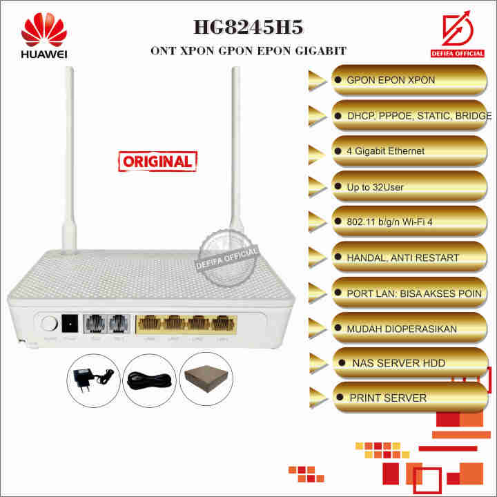Modem Fiber Optik ONT Huawei HG8245H5 Wireless Wifi Router Gigabit GPON ...