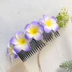 JJT Tropical Plumeria Hair Comb with Realistic Flowers for Beach Vacation and Ethnic Style Photography