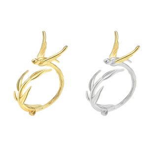 Unique Asymmetrical Swallow Rings Finger Dating Rings Elegant Adjustable Rings Alloy Texture Suitable for Women
