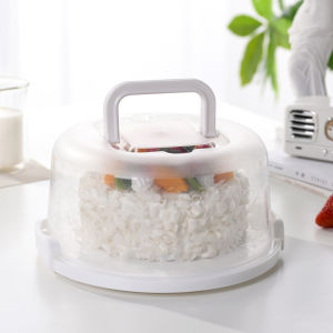 ที่ยกเค้ก JustLiving พร้อมที่จับพับได้กล่องตู้โชว์เค้กใสแบบพกพากล่องพร้อมฝาปิดใช้ซ้ำได้สำหรับเค้ก/พาย/คุกกี้/ถั่ว/มัฟฟิน/คัพเค้กขนาด6-8นิ้ว