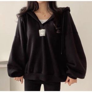 Sweater wanita Sandy Hoodie oversize cewek korea lengan balon Sandy Oversize sweater hoodie jumbo fleece tebal terbaru 2022 kekinian korea hoodie tebal sweater Vneck aesthetic sweater remaja hoodie oblong wanita switer hoodie hitam polos jaket wanita dist