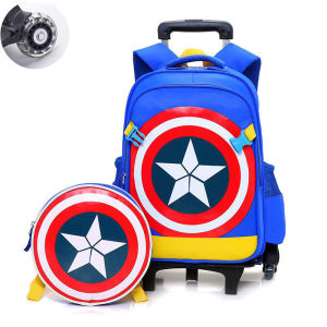 Trolley Bag Primary School Students Shoulders Bag Six-wheel Stairs Backpack