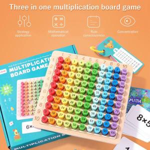 Wooden Math Multiplication Board Montessori Children Counting Toy with 1 to 10 Times Table for Kids Wooden Math Multiplication Board for Toddlers Kids Early Learning Educational Toys
