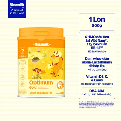 Sữa bột Vinamilk Optimum Gold 2-Hộp thiếc 800g (Cho Trẻ Từ 6 - 12 Tháng Tuổi) - Sữa cho trẻ sơ sinh giúp hỗ trợ phát triển toàn diện chất lượng quốc tế