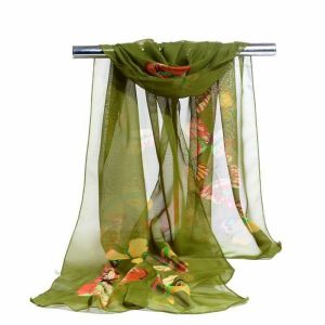 ADDO 8 Colors Soft Wrap Fashion Flower Print Shawl Silk Butterfly Long Chiffon Scarf