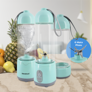 DoraHomi blender portabel mini juicer portable dengan gelas kaca 6 mata pisau 420ml motor kuat