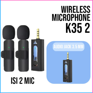 Terbaru -K35 HP Mikrofon Clip On Lavalier Nirkabel 35mm / Microphone lavalier Clip on Dengan Siaran Langsung Mic Profesional Klip Profesional Mic kerah Speaker