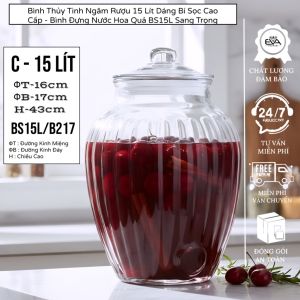 Bình Thủy Tinh Ngâm Rượu Bí Sọc 15 Lít Có Vòi Cao Cấp - Bình BS15L Đựng Nước Hoa Quả Decor Sang Trọng