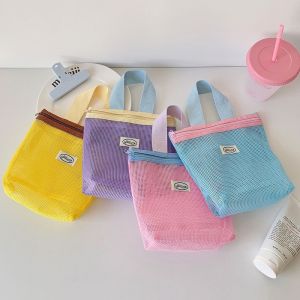 EGRT Skin Care Storage Bag Women Cosmetic Bag Student Stationery Mesh Korean Storage Bag Portable Makeup Brush Zipper Makeup Bag Travel Wash