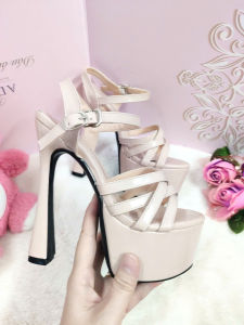 Giày cao gót nữ catwalk gót trụ cao 15p đúp trước 5p dễ mang nâng dáng mang chắc chân