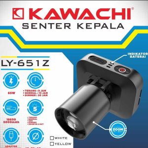 SENTER KEPALA ZOOM LED 65W KAWACHI LY-651Z - ZOOM LASER - JARAK JAUH - TAHAN LAMA - TypeC - 5.000mAh