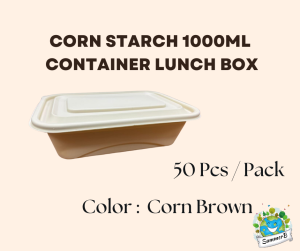 (50 Pcs) Corn Starch Container Bio Lunch Box (Set) / Takeaway Bento Box / Bio Lunch Box Container