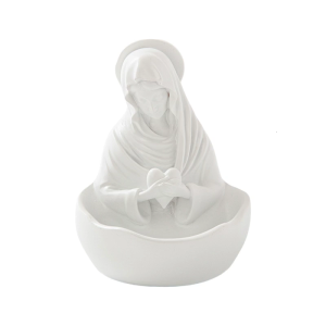 Holy Mother Resins Statue with Rosary Holder for Faith Celebration Religious Blessed Mother Figurine Desktop Ornament