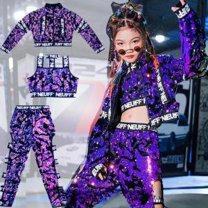 SHUNAICHI Sequin Set Braided Childrens Show Model T Stage Dancer Costume Fashion Hip Hop Jazz Dance Costume