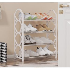4 Tier Shoe Rack Stainless Steel Lightweight Space-saving Door Rack Storage Organizer Rak Kasut Keluli Tahan Karat 四层鞋架
