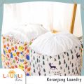 Keranjang Baju Kotor Model Serut Tertutup Motif Laundry Bag Kotak Lipat Jumbo. 