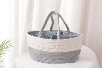 【COD】Mums Corner Caddy Bag Portable Diaper Organizer Bag Multipurpose Bag Baby Toddle Mother Bag Rope Woven Felt Baby Diaper Storage Basket