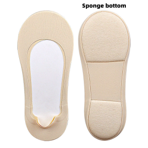 1pair Ankle Socks For Women Ice Silk Invisible Socks Anti Slip Boat Foot Padded Silicone High Heel Cotton Soft Comfortable Thick Sponge Half Socks For Women