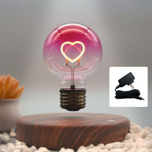 Floating Light Bulb Magnetic Levitation Desk Lamp Heart LED Filament Wireless Power Touch Control Power Off Protection Creative Aesthetic Room Decor Holiday Gift