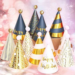 【ShopWithJoy】Birthday Hat Plush Ball Cone Hat Happy Birthday Cap Kids Gift Party Decor Party Supplies Topi Birthday