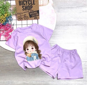 Bộ bé gái hình cô gái tóc nón xoăn cho bé gái siêu xinh cho bé 6-24kg.BGL49.