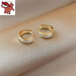 earrings pawnable 21k pure saudi gold white round cross earrings Korean version niche simple temperament earrings womens new trendy
