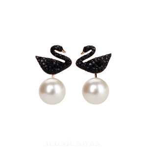 Swarovski black swan ICONIC SWAN pearl high-end earrings