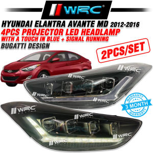 Hyundai Elantra Avante MD 2012 - 2016 Bugatti Design 4pcs Projector Led Headlamp With A Touch In Blue + Signal Running