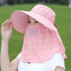 FG Topi Visor Lipat Wanita Anti UV Lebar / Topi Cadar Penutup Wajah / Topi Pantai Cadar Lebar