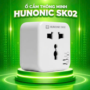 Ổ cắm điện wifi thông minh Hunonic SK02 điều khiển từ xa bằng điện thoại hẹn giờ tự động điều khiển qua giọng nói công suất lớn 3000W