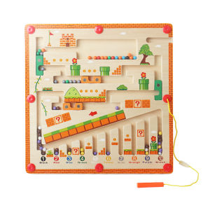 BabyCare Montessori Wooden Magnetic Color And Number Maze Mushroom House Bead Maze Puzzle Toy Intellectual Development Children Education Toys - 6403