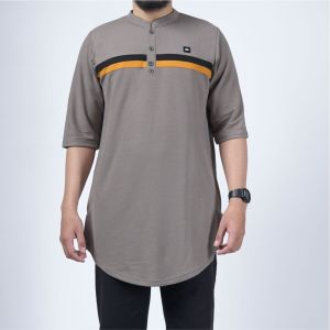 KHOIRUMMAH Koko Kurta Zubair | Baju Muslim Pria Dewasa Lengan 3/4 | Koko Kurta Pakistan Polos | Cream