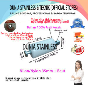 Roda Nilon 35 + baut Digunakan untuk pintu besi dan stainless.