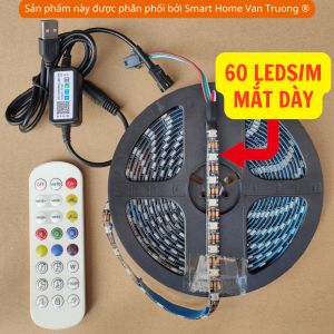 Dây đèn led đuổi ARGB 16 triệu màu 5M điều khiển bằng điện thoạinháy theo nhạc trang trí decor phòng led 5050