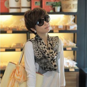 UUMIR วินเทจยาว ผ้าพันคอชีฟอง อ่อนนุ่ม ลายเสือดาว ผ้าคลุมไหล่ ผ้าพันคอไหม ขายดี สง่างาม ผ้าคลุมไหล่ผ้าชีฟอง ผู้หญิง