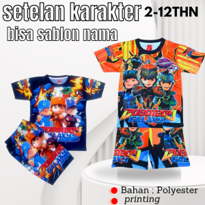 COD/Setelan baju karakter boboiboy anak laki laki