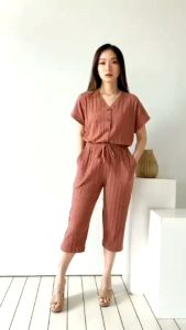 Setelan Wanita Estella Knit Button One Set Polos Rib Knit Import Premium One Set Busui Friendly
