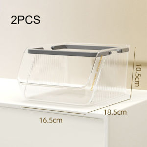 Vixplorn Acrylic Snack Storage Box Transparent Stackable Desktop Organizer Shelf Large Capacity Diagonal Opening Rumah Tangga Dapur