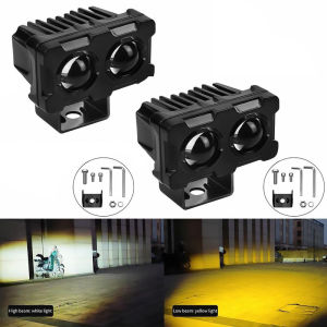 Pair Mini Driving Lights led White+Yellow waterproof V9 light Spotlight Sorot One Wall-E driving light For Motorcycle