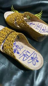 Plus Size WomenS Sandals Thick-Soled Wedge Heel Embroidered Hollow Half-Slippers Mid-Heel Roman Shoes