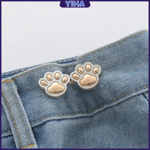 Yiha หัวเข็มขัดโลหะ ลายการ์ตูนอุ้งเท้าแมว หัวเข็มยึดปรับเอว ตะขอโลหะ ถอดได้ Fashion Pins