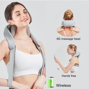 Jinkairui Hand-grip Kneading Shoulder and Neck Massager Shawls with Heat Shiatsu Massager for Neck Back Shoulder Muscle Pain Relief (Rechargeable)