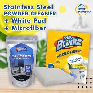 Pembersih Stainless Paket Mr Blinkz Stainless Cleaner + Pad Anti Gores + Microfiber Pembersih Sink