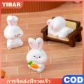 YIBAR ตุ๊กตากระต่ายขนาดเล็กน่ารักๆของประดับขนาดเล็กรูปปั้นการ์ตูนกระต่ายขนาดเล็กของตกแต่งภูมิทัศน์งานฝีมือภายในรถของขวัญ. 
