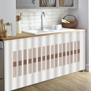 Simple Kitchen Cabinet Curtain Self Adhesive Dust-proof Cover Geometric Stripes Curtains Decor