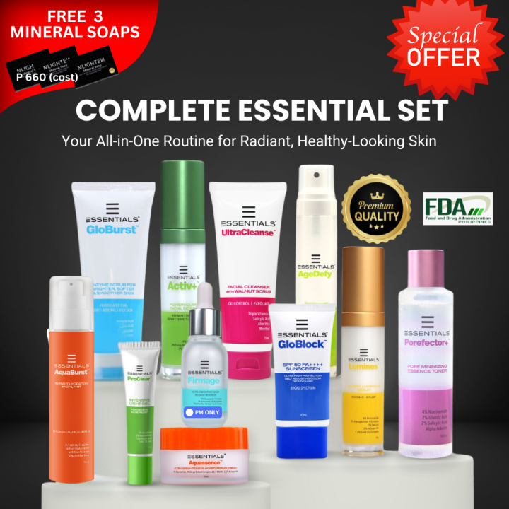 Complete Essentials Skincare Set – Cleanser, Toner, Serum, Moisturizer ...