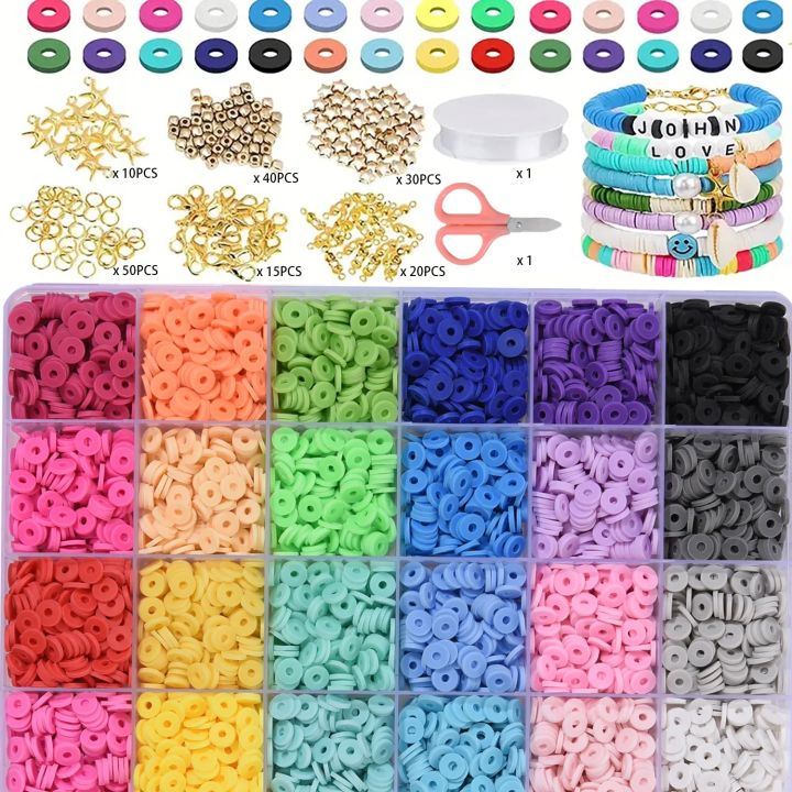 2023 3600PCS Polymer Clay Beads Set 6MM Rainbow Color Flat Chip