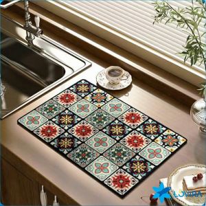 LoviRa Kitchen Draining Mat Non-slip Washable Tableware Mat Foldable Dish Drying Pad 30*40cm
