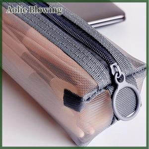 Aolie Makeup Pouch Lipstick Makeup Brush Storage Bags Student Transparent Mesh Pencil Case Ins Travel Cosmetic Organizer For Women